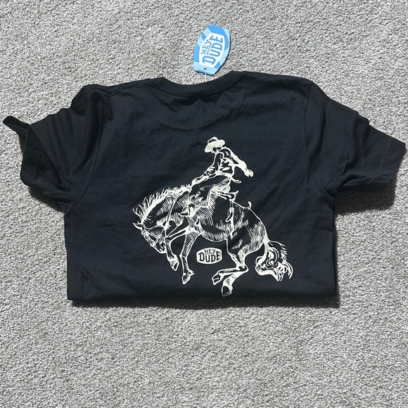 Hey Dude Black Cowboy Bronco Graphic Tee Riley Green - Picture 1 of 1
